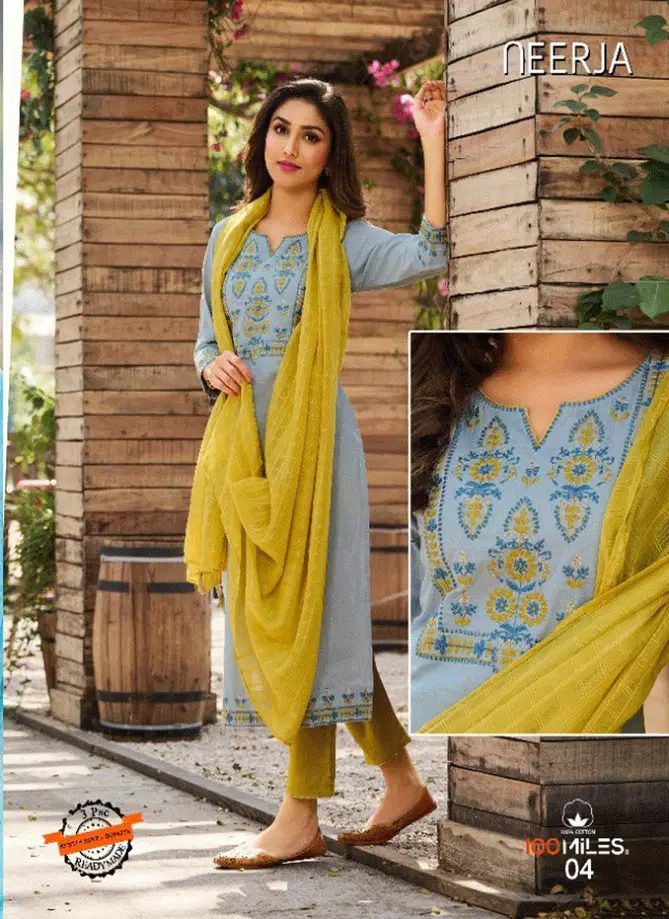 Neerja By 100 Miles Cotton Kurti With Bottom Dupatta Wholesale Price In Surat